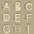LED alphabet letter light with plastic shell showing single letter illumination as night light