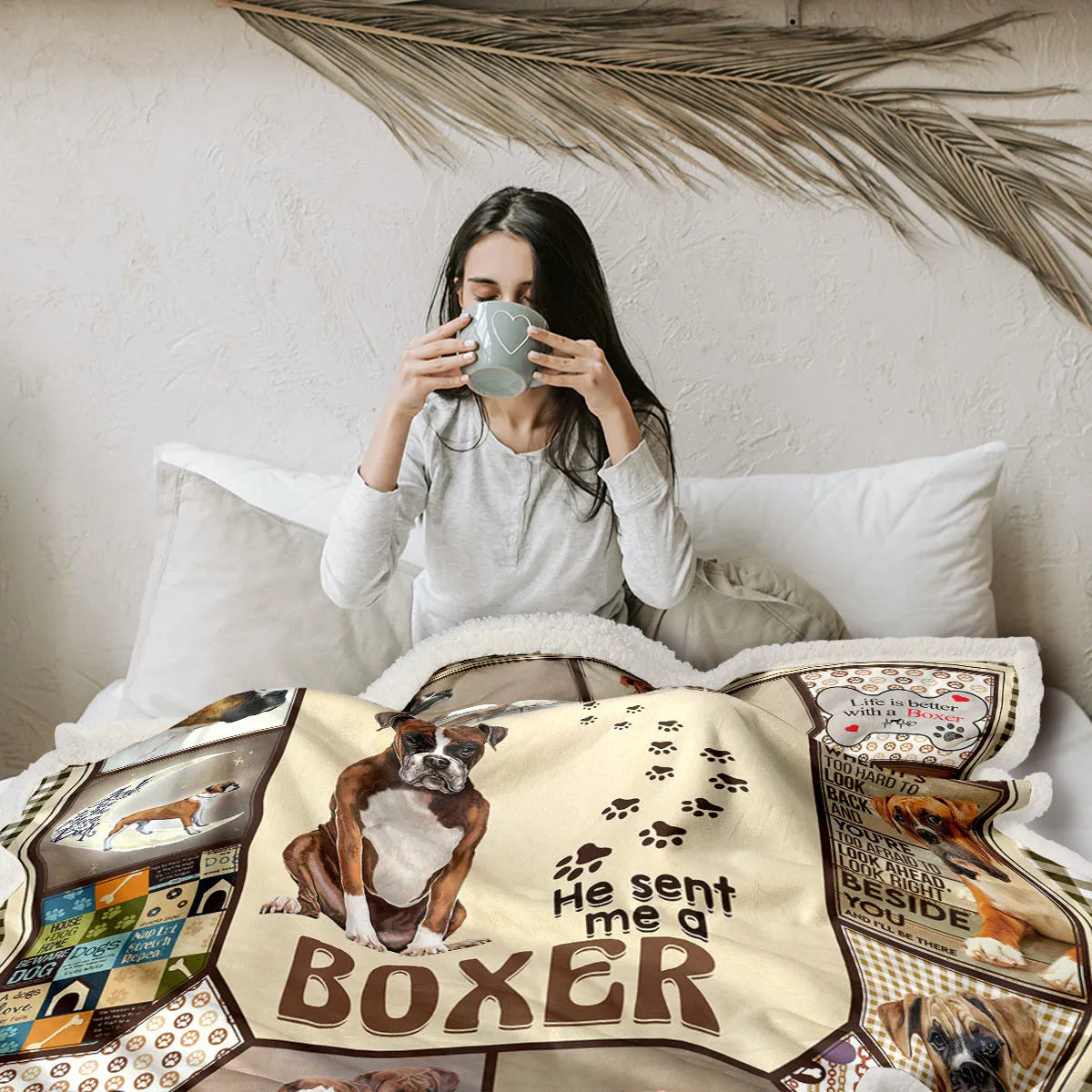 Brown Sherpa fleece blanket, 150x200cm, soft warm throw with hemmed edges for couch, daybed, or nursery