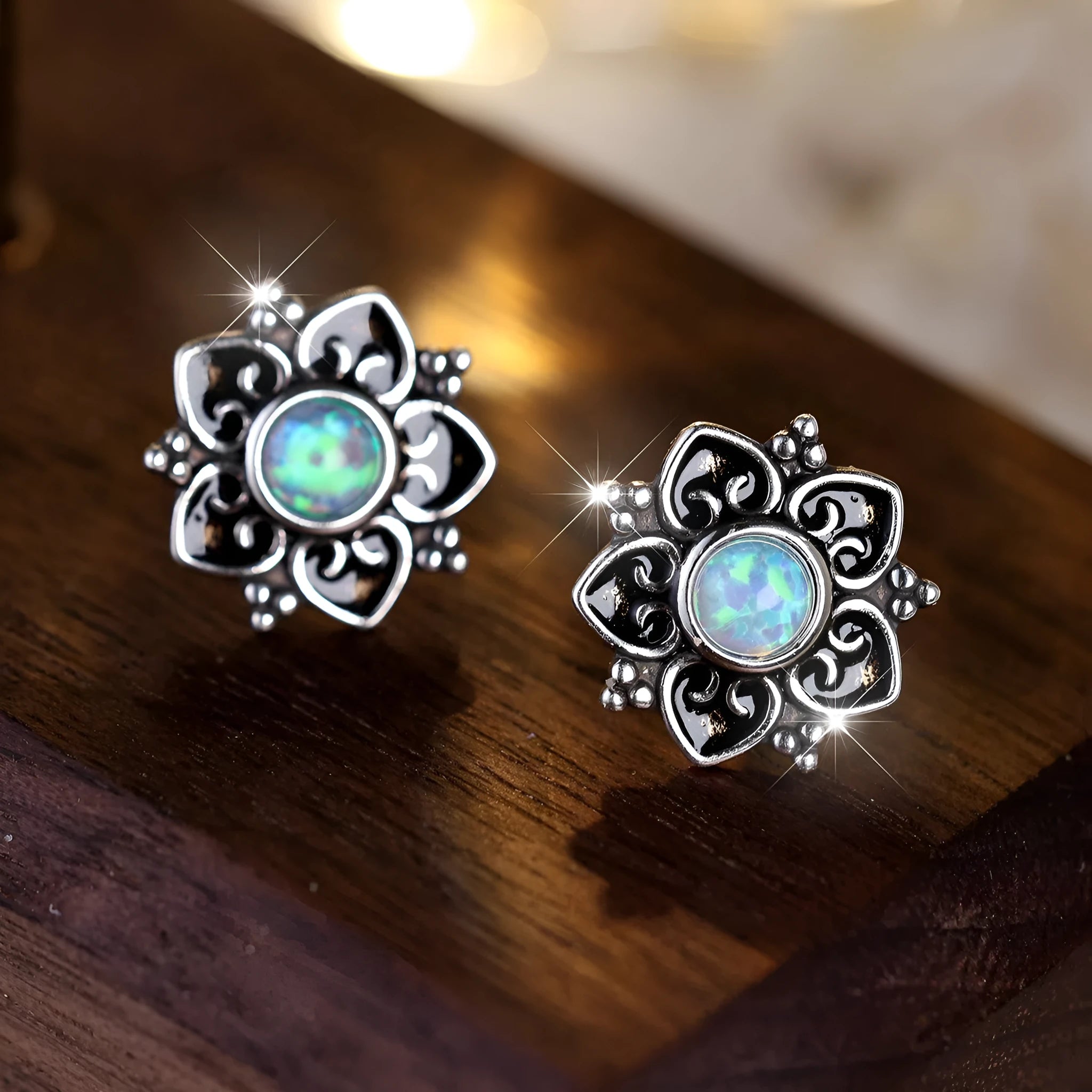 Bohemian casual flower stud earrings for women rose design zinc alloy