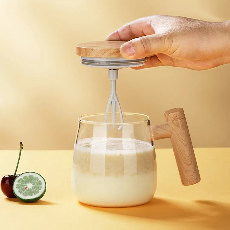 400ml self-stirring coffee mug with electric mixing function in borosilicate glass