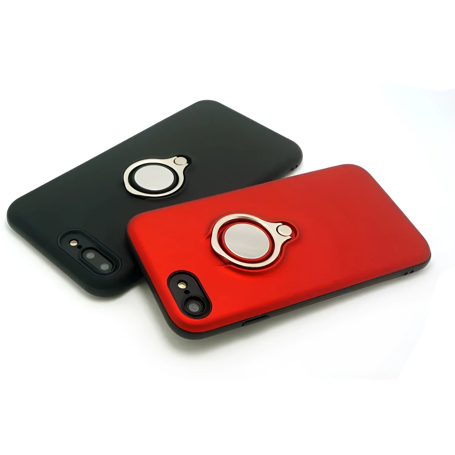 Slim black magnetic back cover case for iPhone on a magnetic car vent mount.