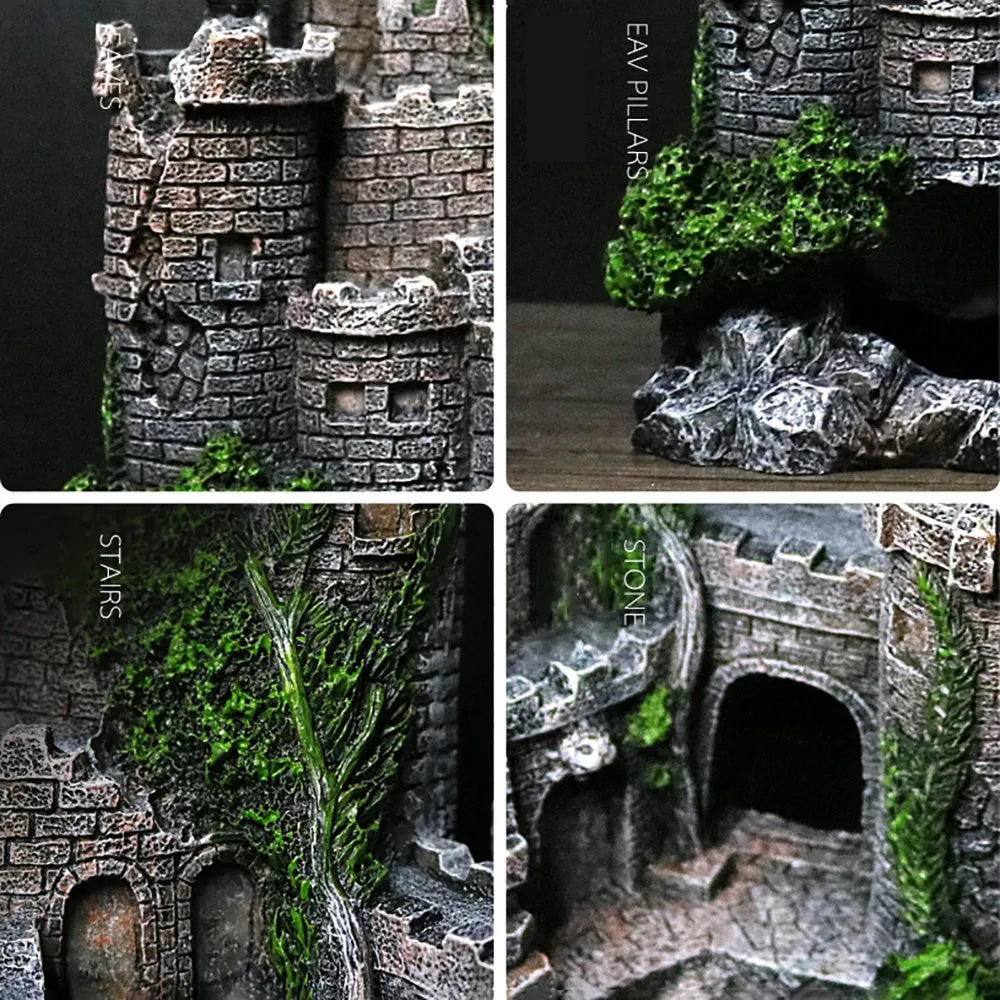 Fish tank resin castle decoration European style 17 x 6 x 13cm retro aquarium ornament