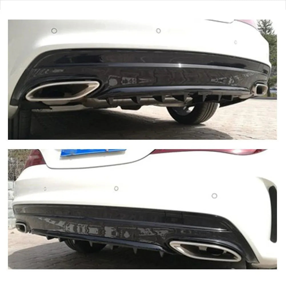 Black universal car modified spoiler rear bumper diffuser with five polyurethane shark fins made from ABS