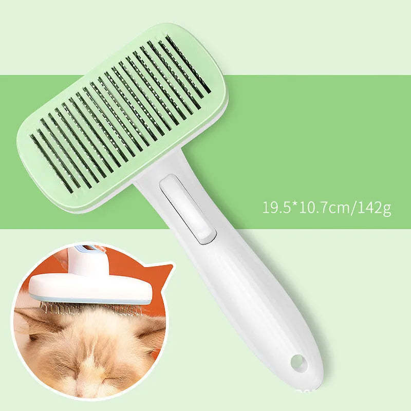 Automatic pet hair removal comb for dogs and cats measuring 10.7x19.5cm