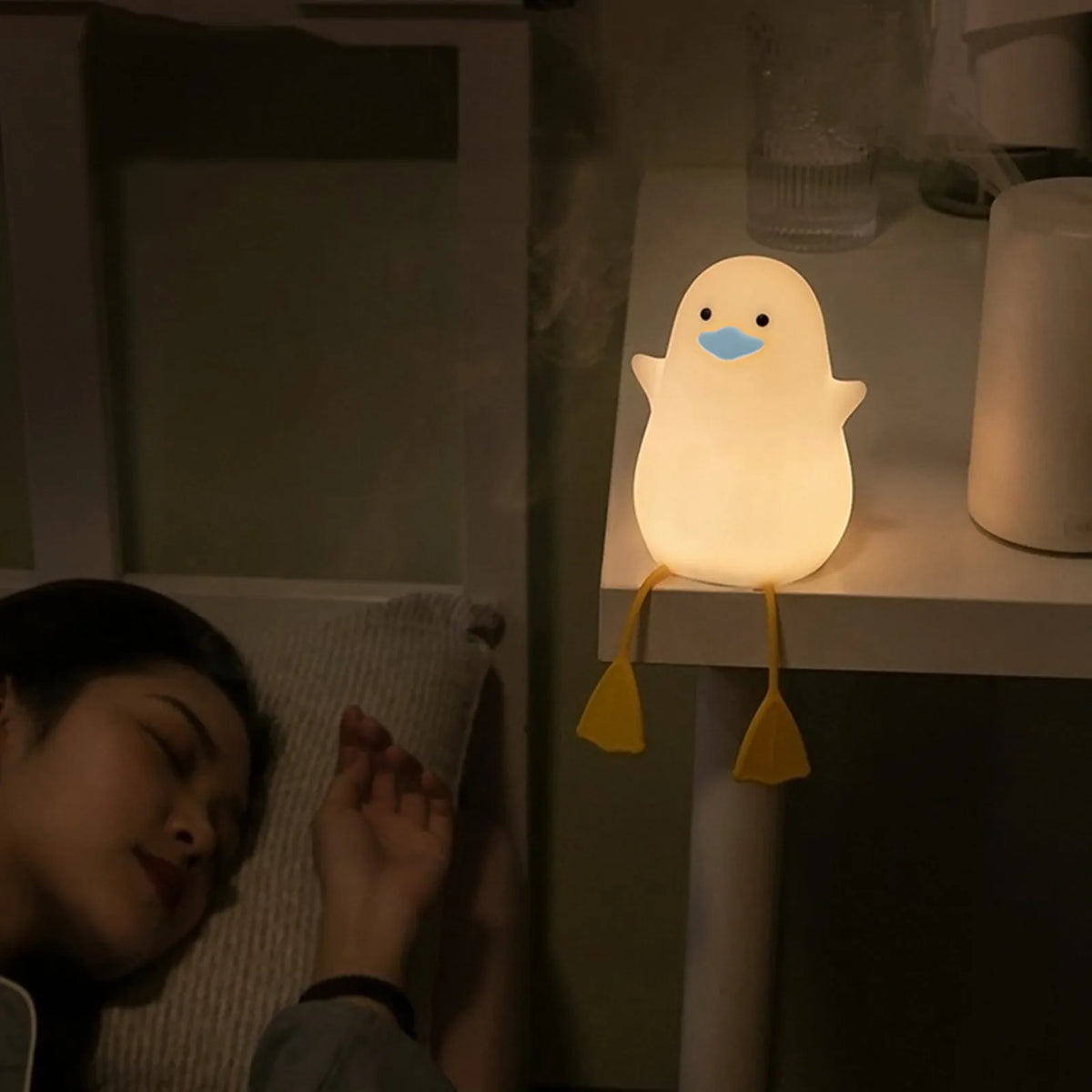 Seagull silicone night light for kids and baby with tap control, warm mode, timer, and USB cable