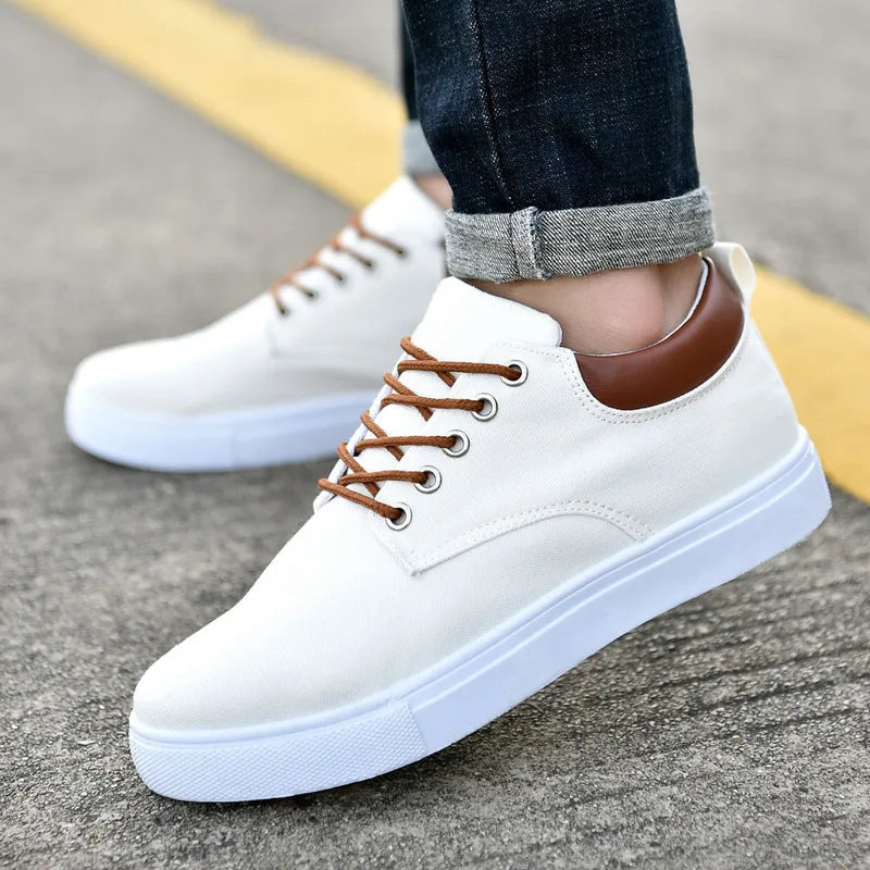 Canvas shoes for men with super high heel, high-top, back tie closure, available in black