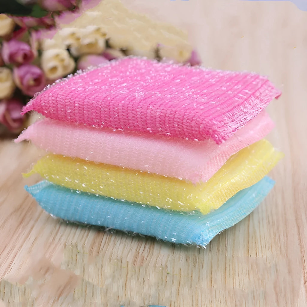 Macaron coloured pinstripe fabric dishwashing sponge mop for kitchen scrubbing.