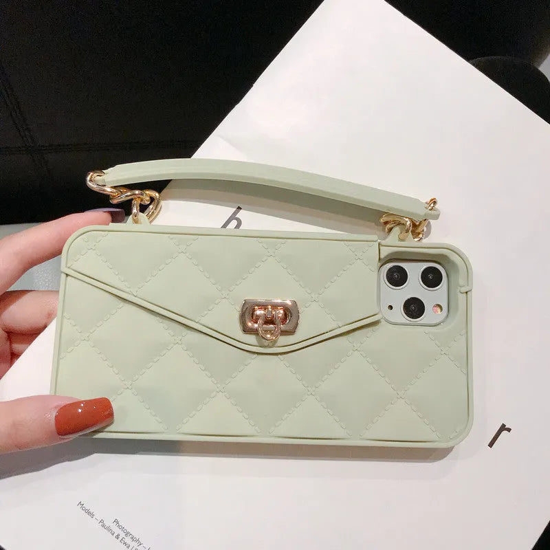 Silicone crossbody backpack phone case for women compatible with iPhone models in multiple colours