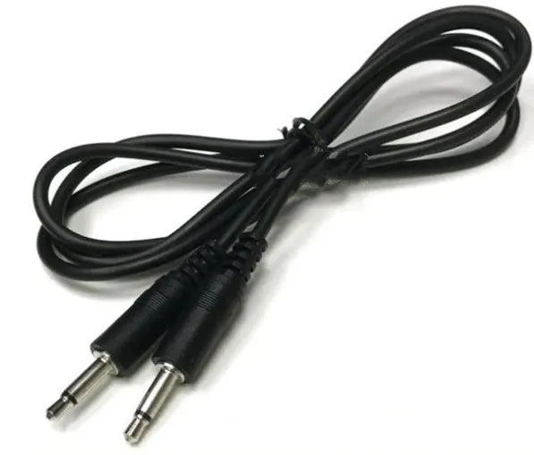 1 metre long black 3.5 mm stereo audio extension cable with male plug and female socket