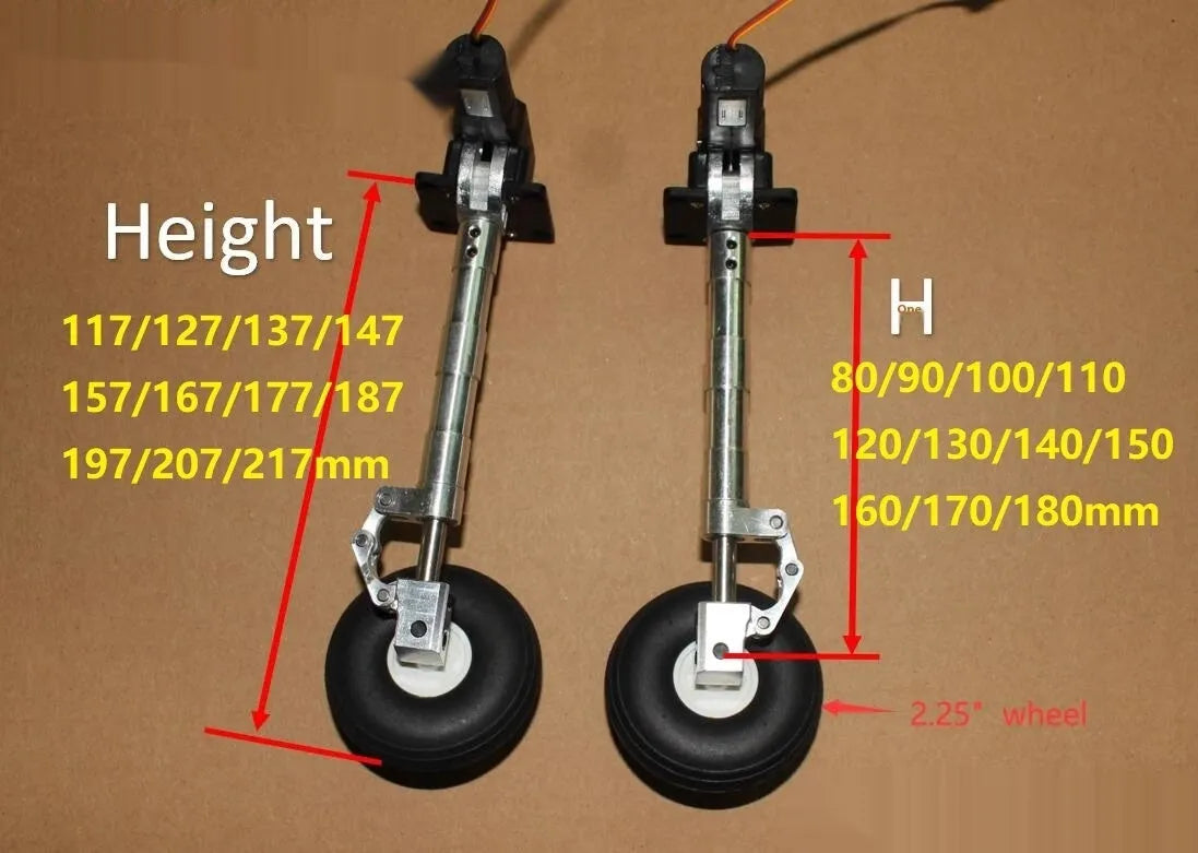 RC drone retractable landing gear with shock-absorbing alloy construction and adjustable height settings