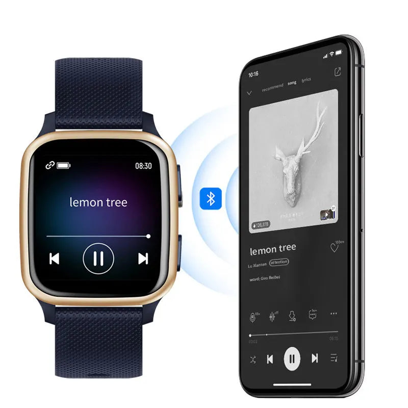 Aluminium alloy smart bracelet watch on wrist showing health stats and call function.
