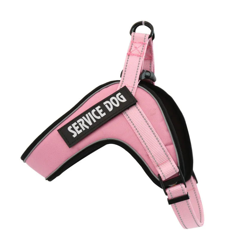 Custom breathable dog harness vest with reflective strip, metal buckle and adjustable Velcro, in blue, black, red, green or pink.