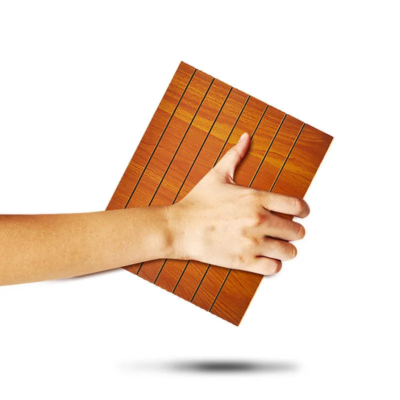 Wood grain smartphone signal amplifier measuring 25.5cm wide with black walnut finish and acrylic elements