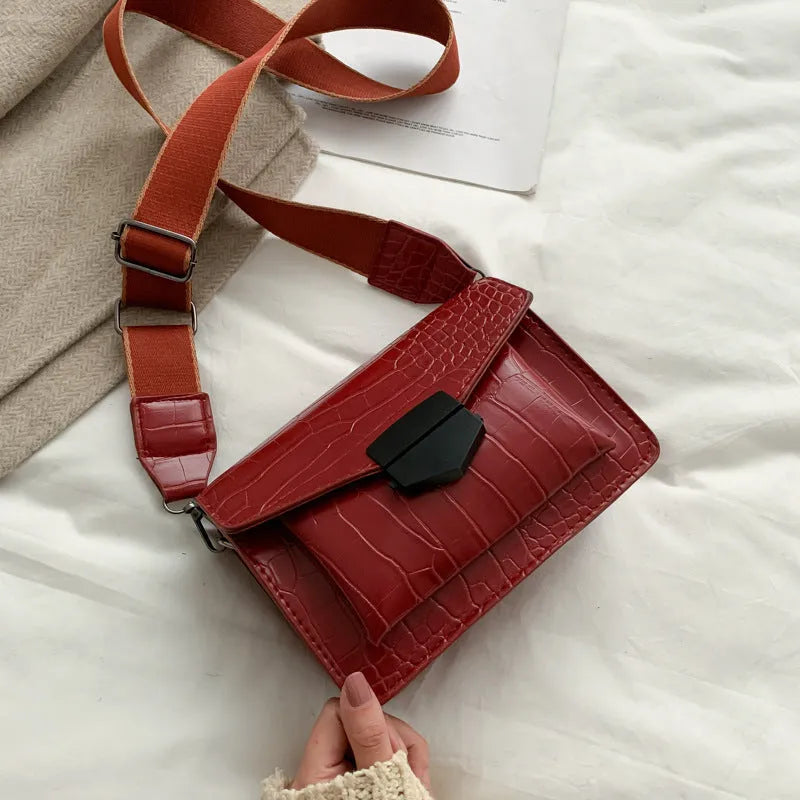 Vintage PU fabric crossbody bag with adjustable strap in multiple colour options