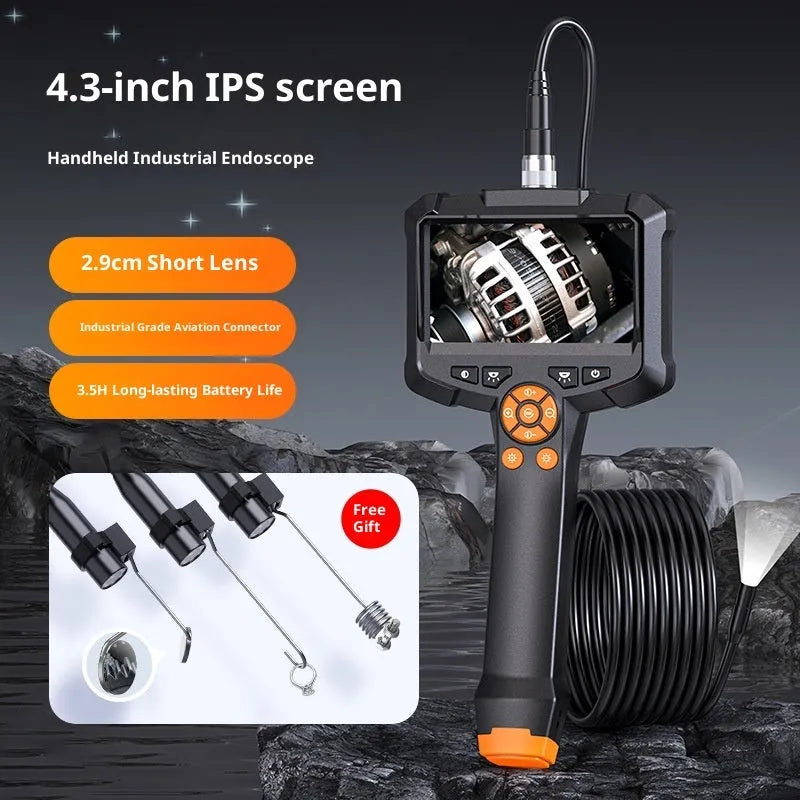 HD handheld camera with screen in black and orange for inspection tasks