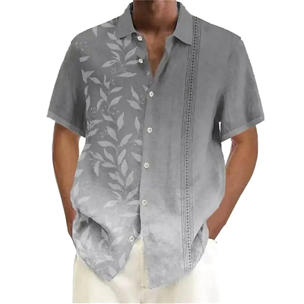 Plus size men's digital print short sleeve shirt in flower pattern, polyester, cardigan style, sizes S to 5XL
