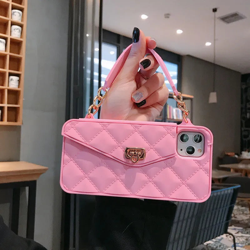 Silicone crossbody backpack phone case for women compatible with iPhone models in multiple colours