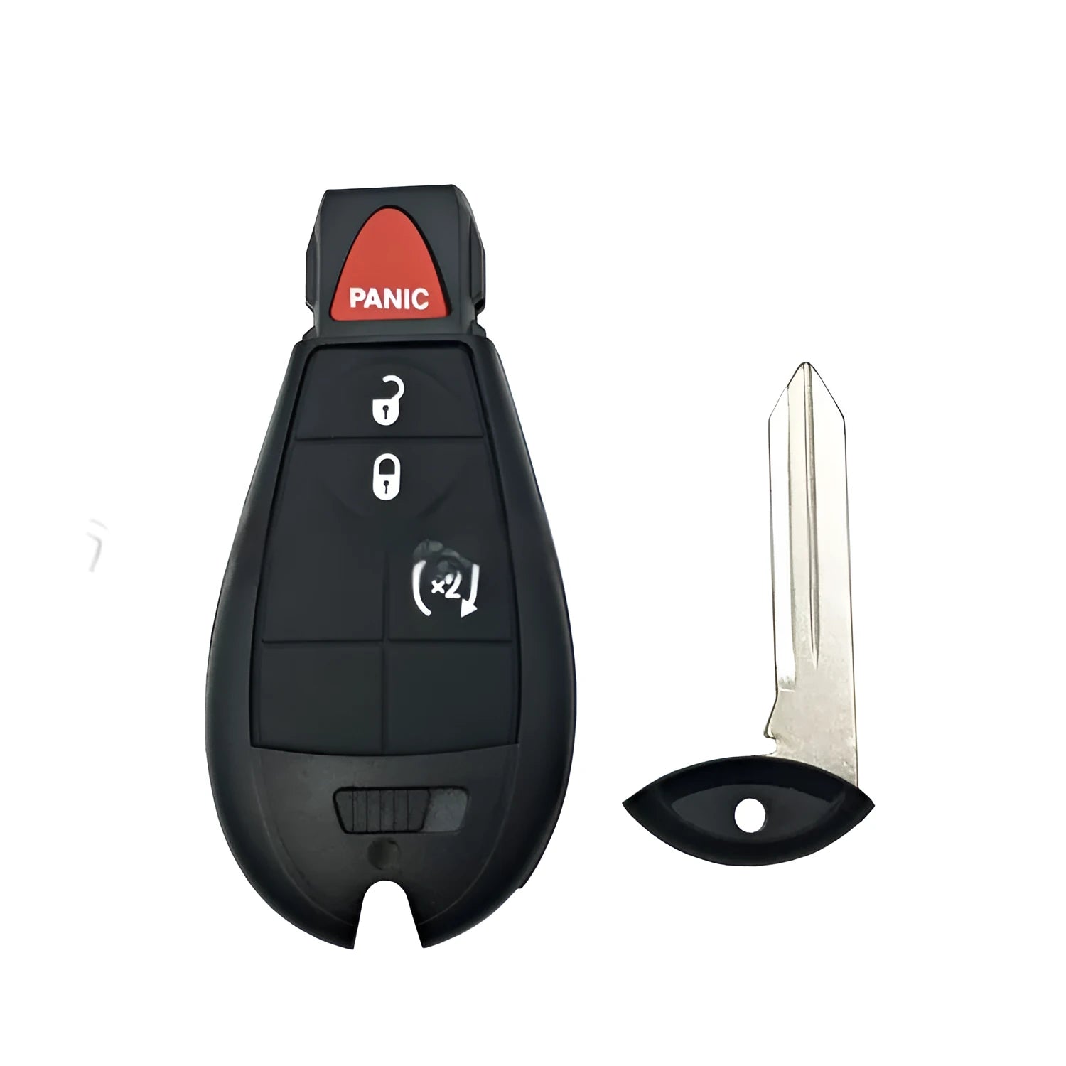 Chrysler Dodge replacement car key shell in ABS plastic with brass contacts, dimensions 85x42x15mm.