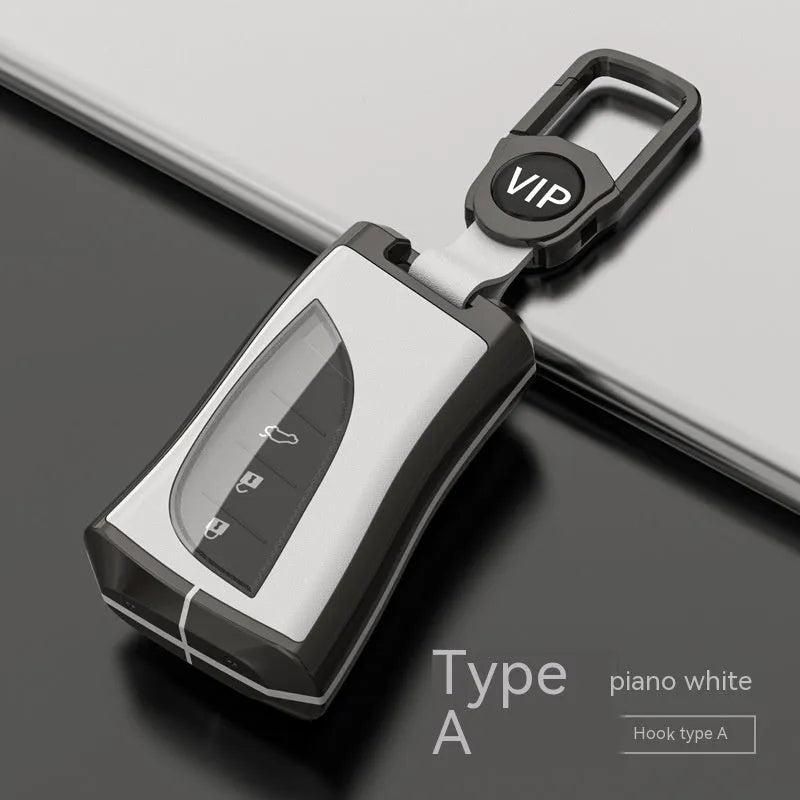 Lexus car key case cover in black, made from zinc alloy and TPU, shown in single shell style.