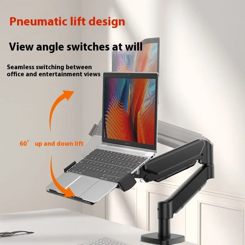 Aluminium alloy laptop support stand with suspended cooling bracket, 440mm x 330mm lifting type desk riser