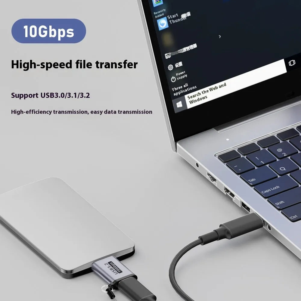 USB converter adapter showing Micro B connector with Type-C and USB interface options for data transfer and charging