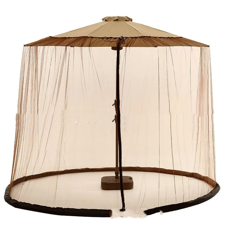 Outdoor sunshade umbrella tent with mosquito netting in black colour