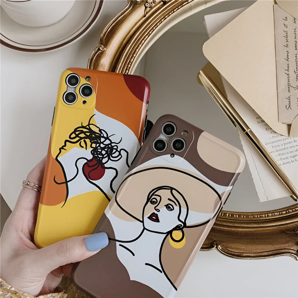 Orange yellow line art cartoon soft gel phone case for Apple iPhone 11 Pro Max
