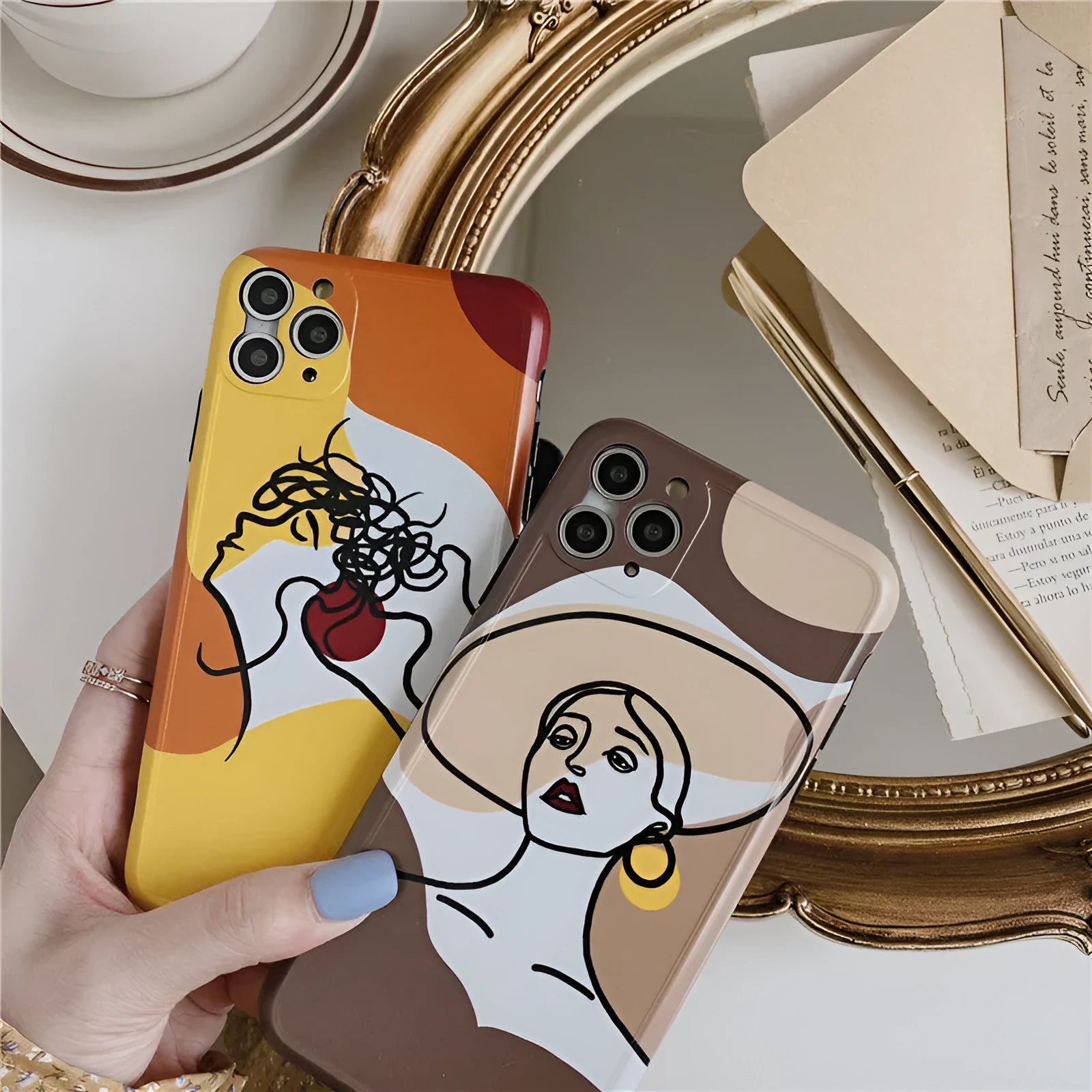 Orange yellow line art cartoon soft gel phone case for Apple iPhone 11 Pro Max