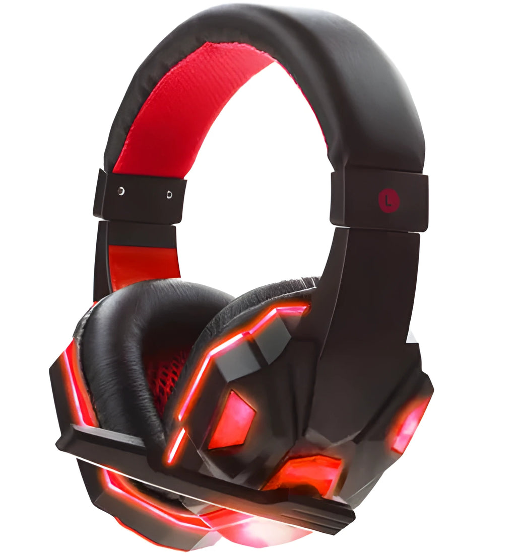 Wired gaming headset with microphone, 3.5mm straight plug, braided cable, black blue colour option