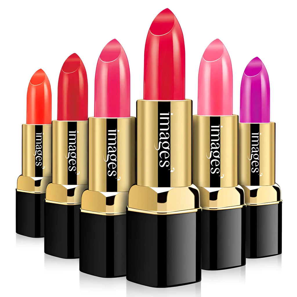 Lipstick lip gloss tube in a choice of ten colours including coral red, barbie pink, and classic red.