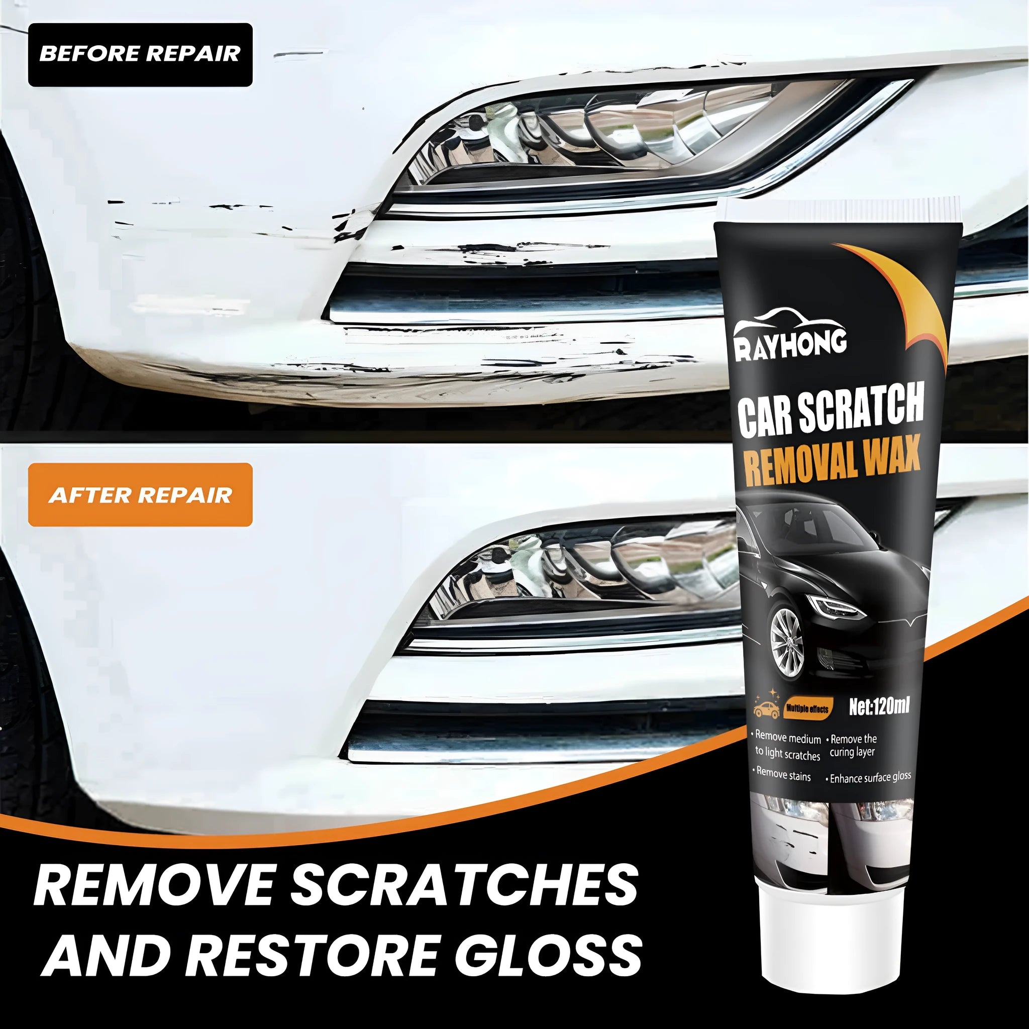 120ml car scratch wax polish kit with sponge and towel for automotive paint repair