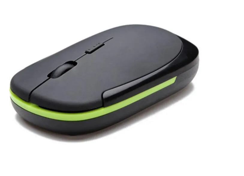 2.4G wireless optoelectronic mouse with USB receiver, available in black, blue, green, red, silver