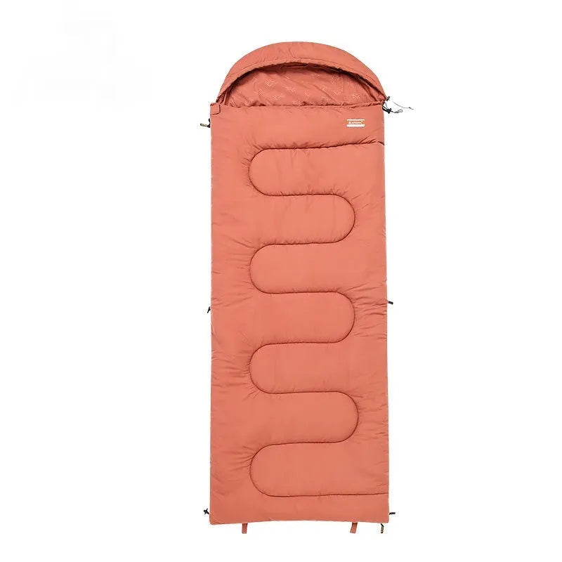 Outdoor cold-proof ultra-light cotton sleeping bag quilt shown in ochre colour