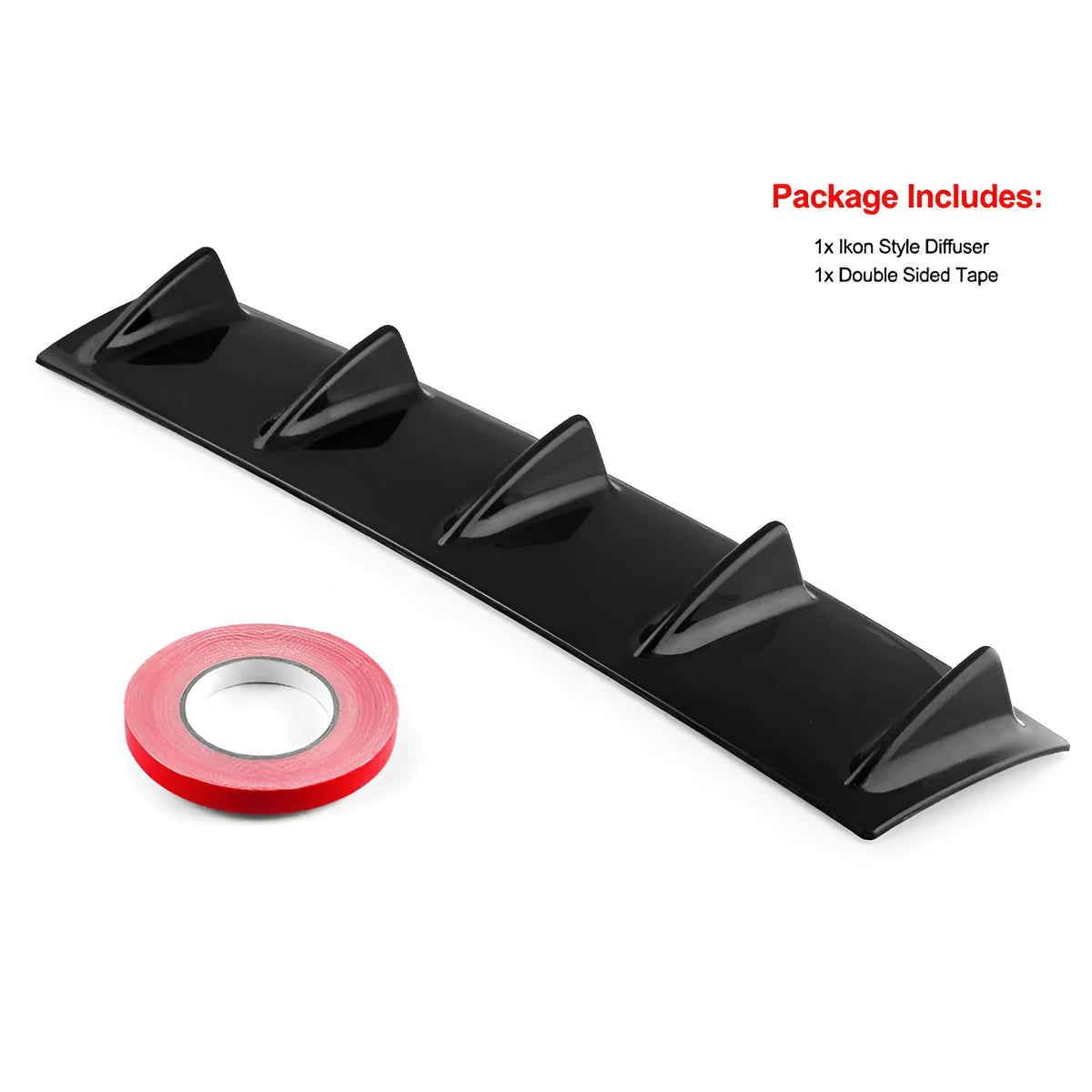 Black universal car modified spoiler rear bumper diffuser with five polyurethane shark fins made from ABS