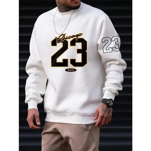 Men's art letter design fleece sweatshirt in pullover style available in four colours