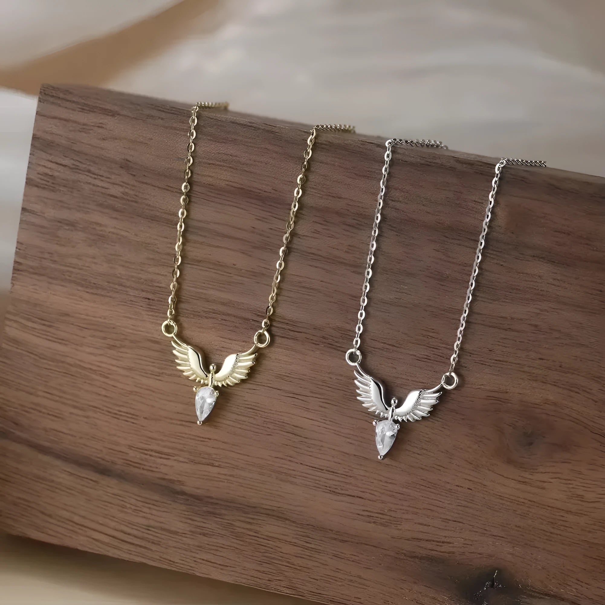 Close-up of a detailed eagle pendant on an adjustable O-ring chain, showcasing 925 silver and electroplated finish.