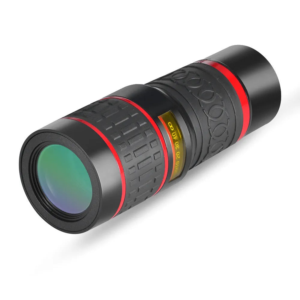 20x magnification smartphone telescope lens with universal mounting clip and eyepiece mask