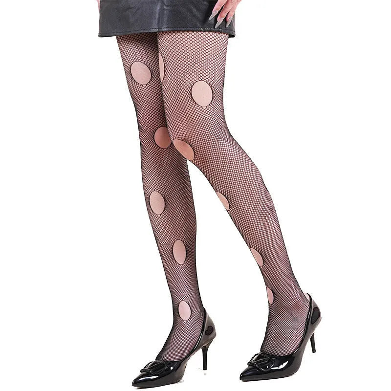 Halloween spider web leopard print fishnet stockings in free size nylon, anti-snagging women's hosiery