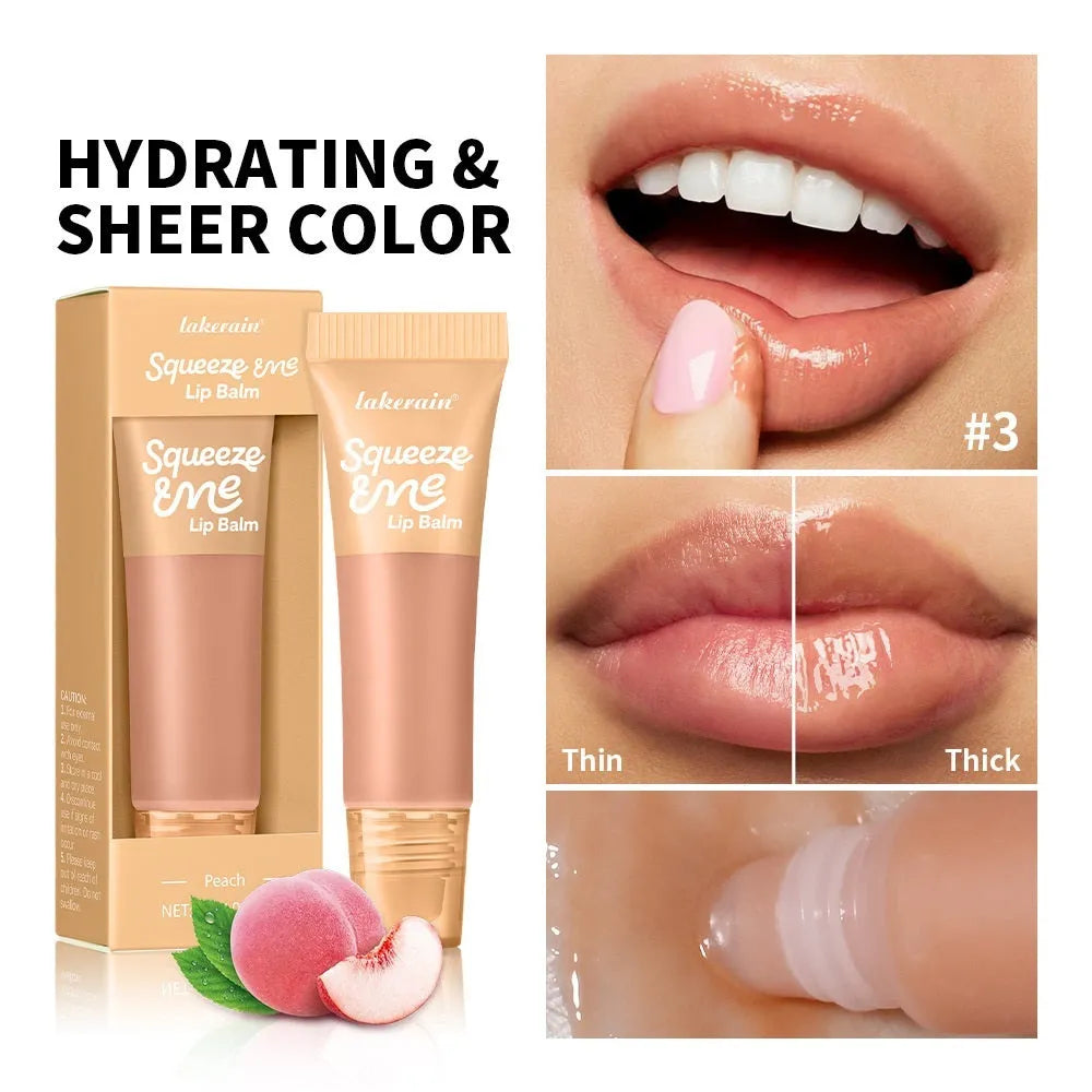 6g squeeze lip balm tube with sweet fruit flavours including Grape, Honeydew, Peach, Strawberry, and Vanilla Frosting.