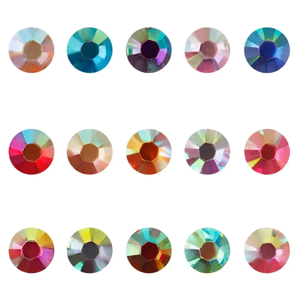 Plastic resin flat magic colour nail rhinestones in multiple colours and sizes for craft decoration