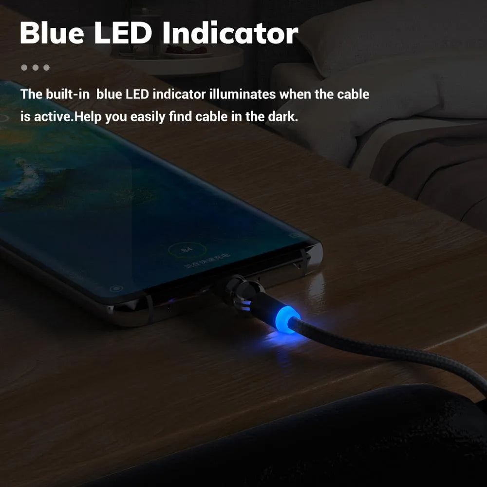 Black magnetic charging cable with spherical aluminium alloy connector on a 1 metre long TPE-coated cable.