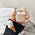 Silicone protector case for Apple AirPods 2 in a cylinder ice cream design.