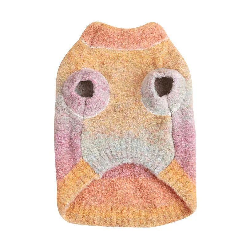 Rainbow coloured dopamine pattern dog sweater in wool acrylic blend fabric