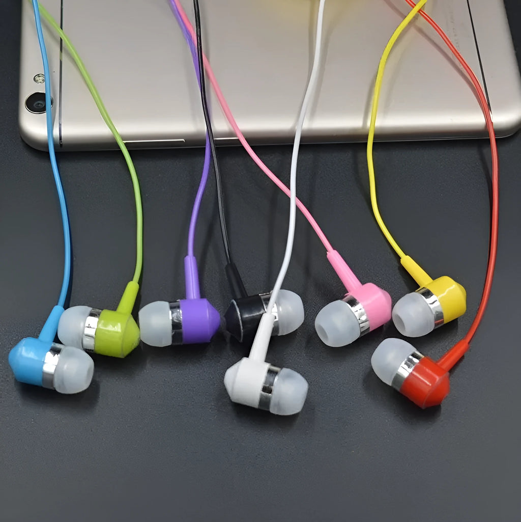 In-ear wired headset with microphone 3.5mm plug silicone earplugs crystal cable 1.2m in black
