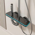 Aluminium digital display shower head set in white or grey for concealed installation.