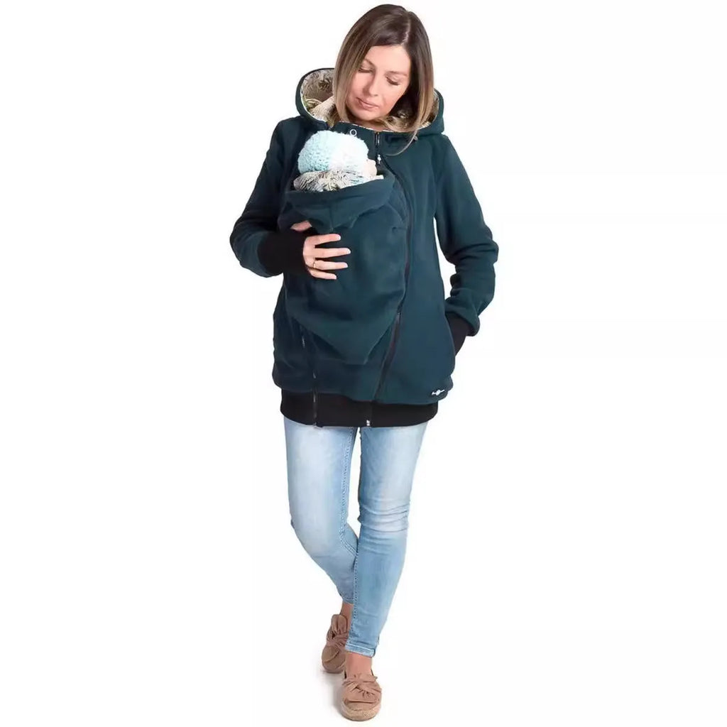 Red loose fit women's polar fleece sweater with long sleeves for autumn and winter wear.