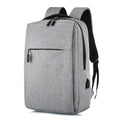 Large black sports backpack with USB charging port showing multiple compartments and curved shoulder straps