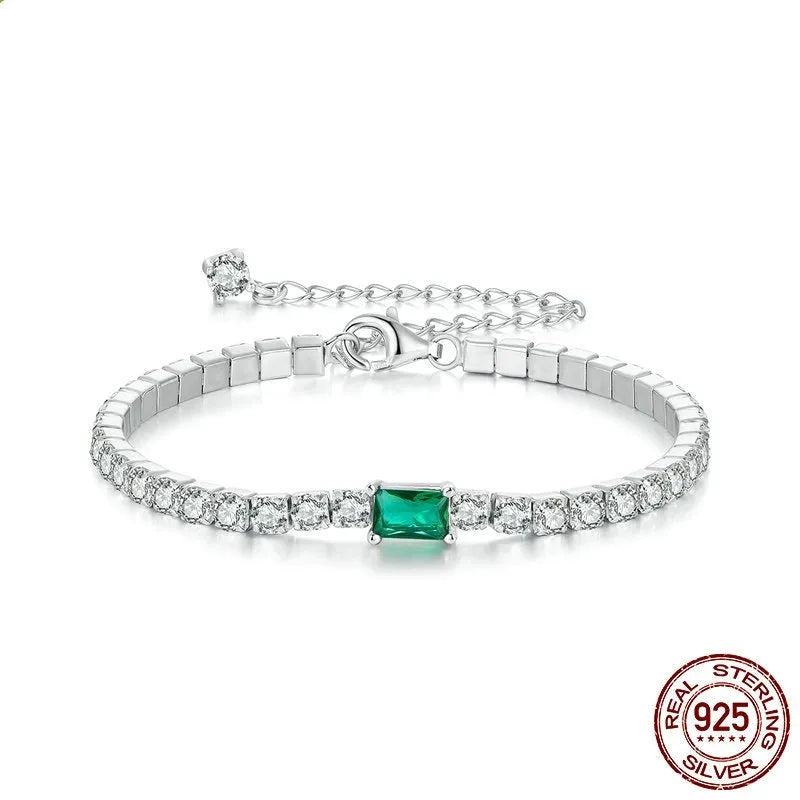 S925 sterling silver classic emerald bracelet for women colour BSB179