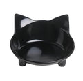 Black and white shallow melamine cat bowls with non-slip rubber bases