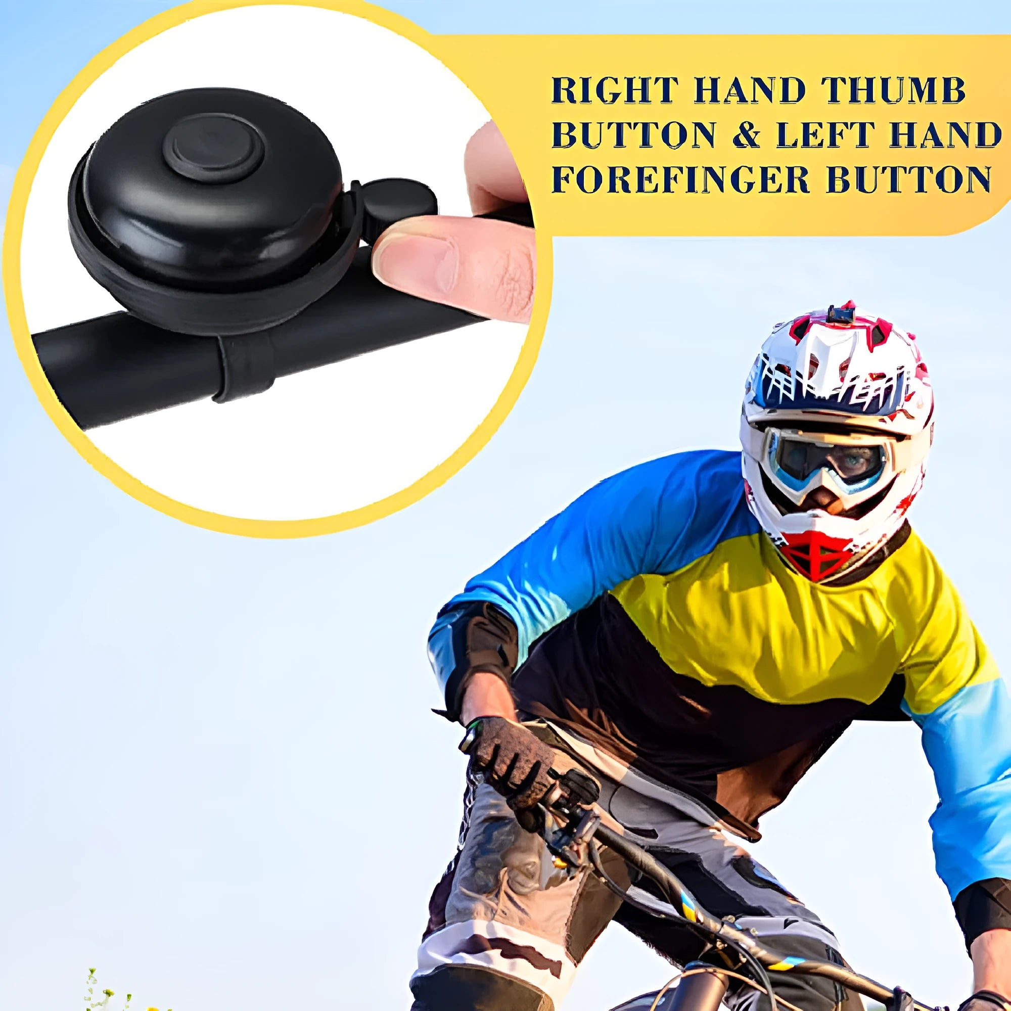 Black 58mm mountain bicycle bell with ABS plastic construction and mounting fixture